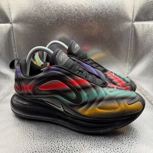 Size 7Y Nike Air Max 720 GS Black Multi Kids‎ Lace-Up Running Shoes AQ3196-011